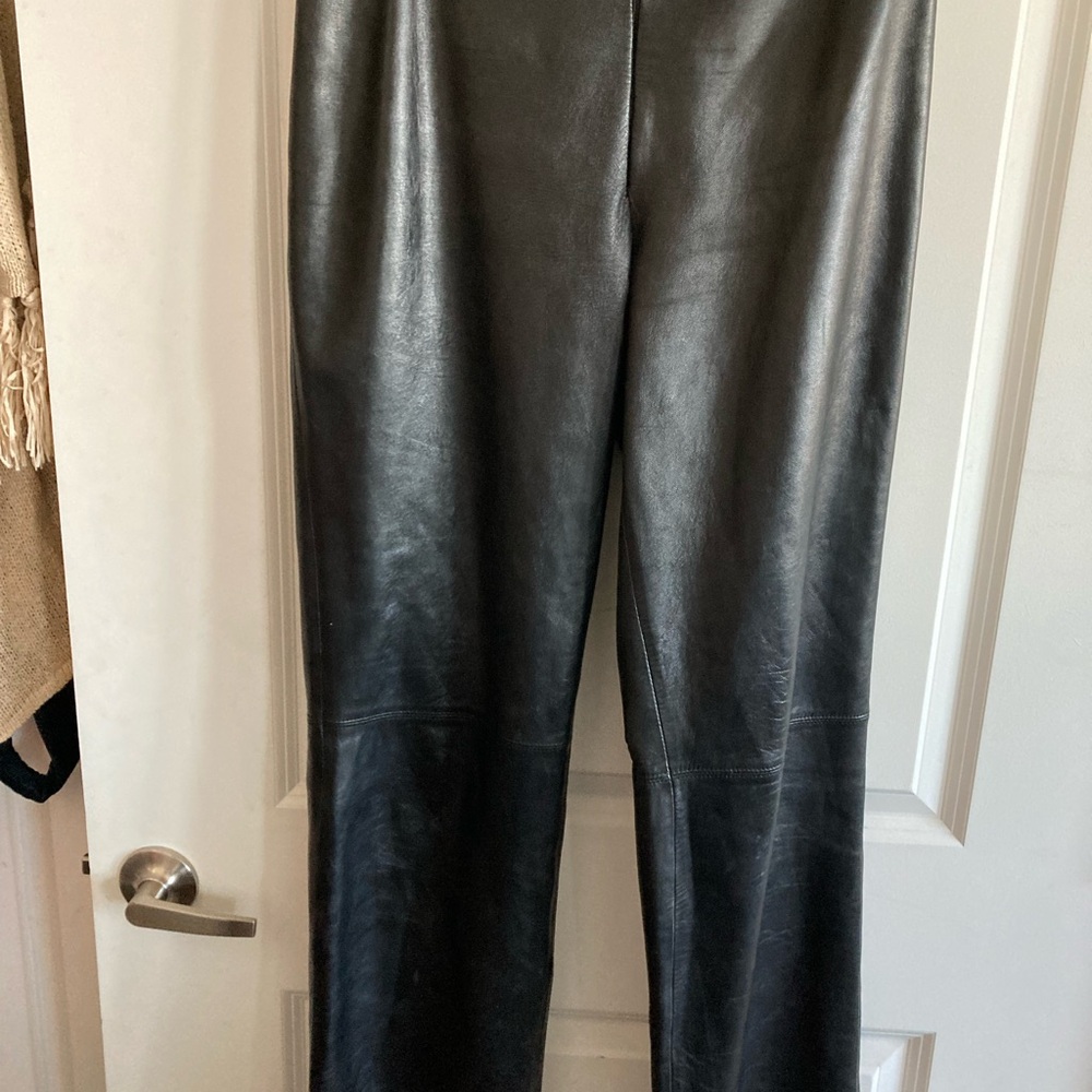 Source Unknown Sleek Black Leather Leg Pants - image 7